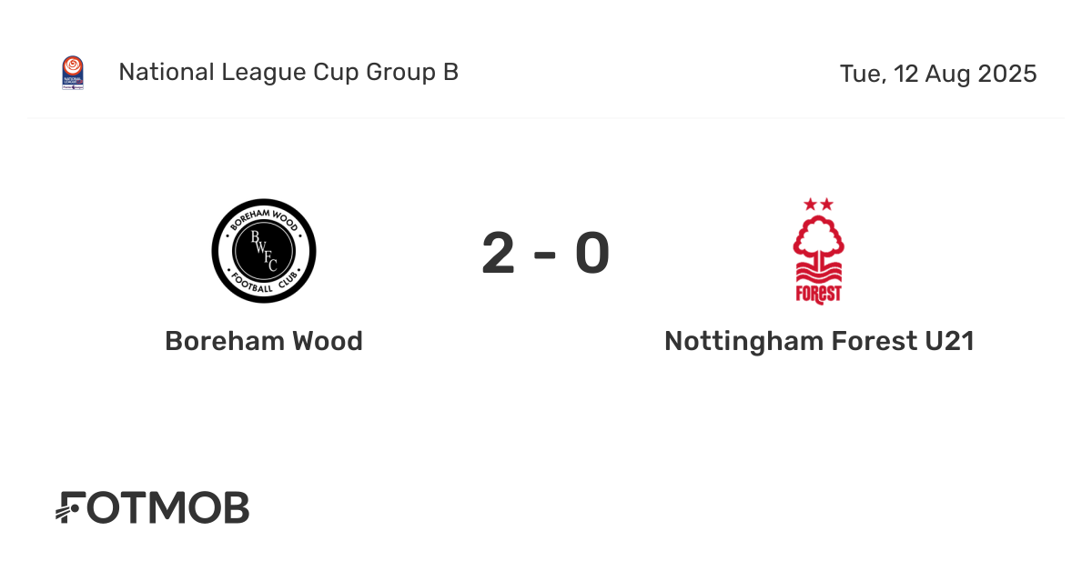 Boreham Wood vs Nottingham Forest U21 - marcador en vivo, alineaciones ...
