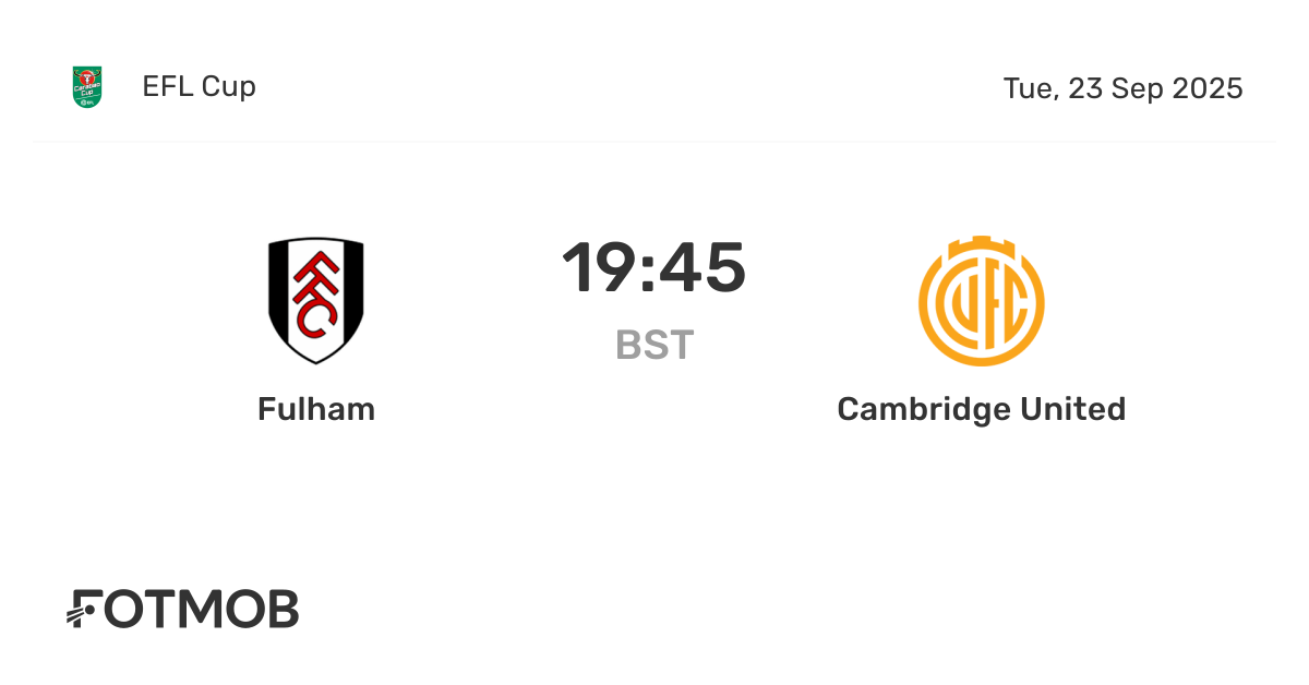Fulham vs Cambridge United live score, predicted lineups and H2H stats