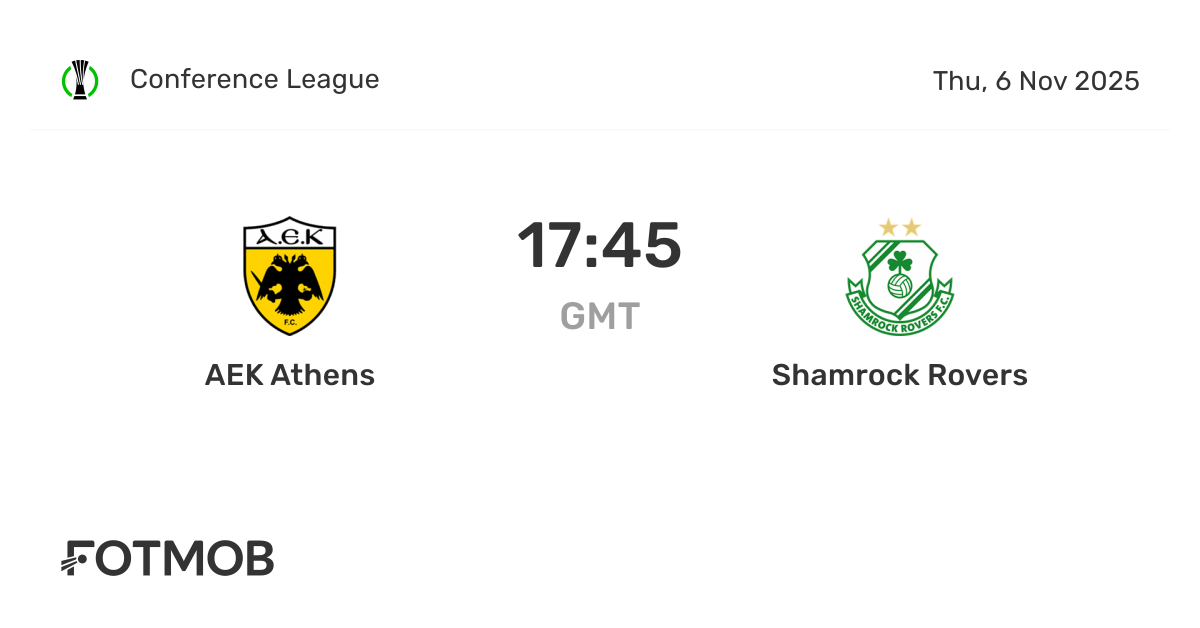 AEK Athens vs Shamrock Rovers - live score, predicted lineups and H2H stats