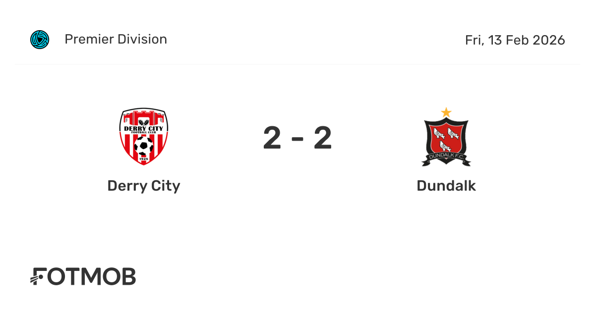 Derry City ปะทะ Dundalk - คะแนนสด, รายชื่อผู้เล่นที่คาดการณ์และสถิติ H2H