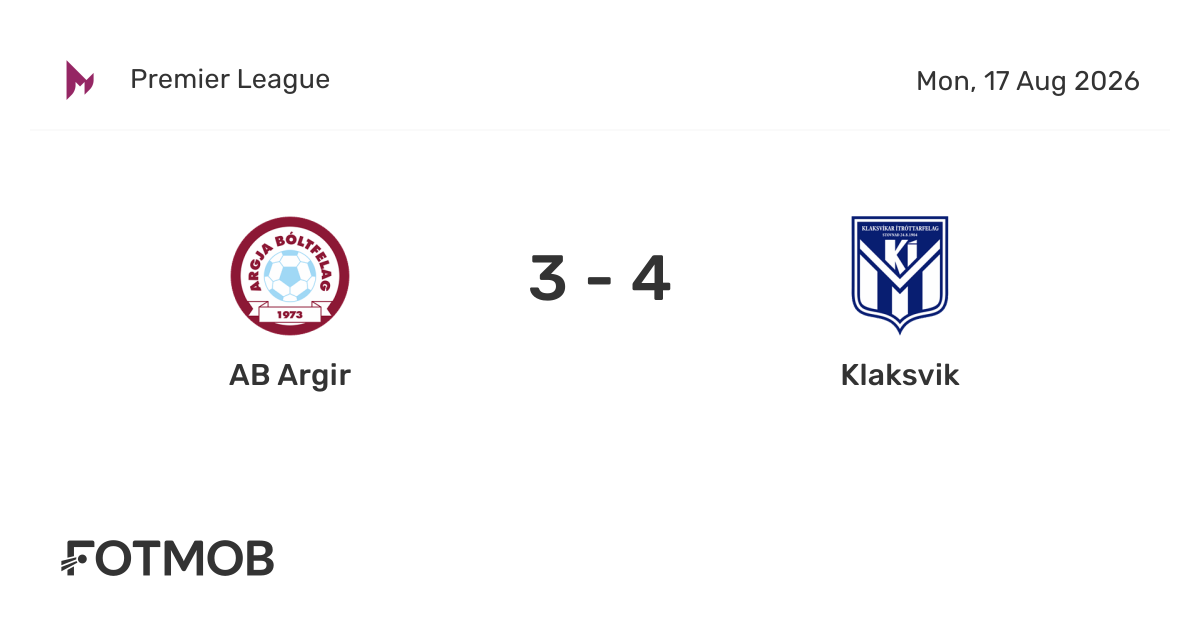 AB Argir vs Klaksvik - live score, predicted lineups and H2H stats