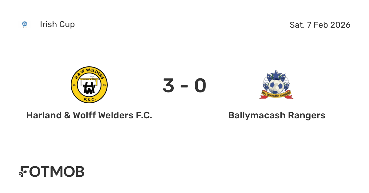 Harland & Wolff Welders F.C. vs Ballymacash Rangers - live score ...