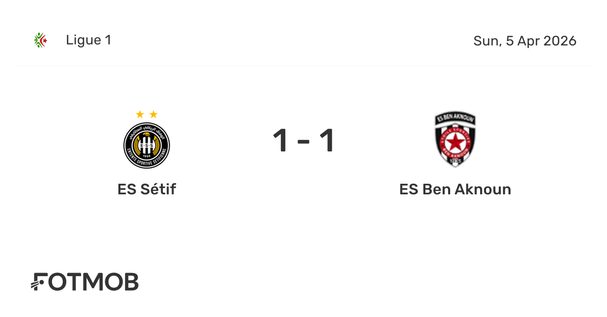 ES Sétif vs ES Ben Aknoun - live score, predicted lineups and H2H stats