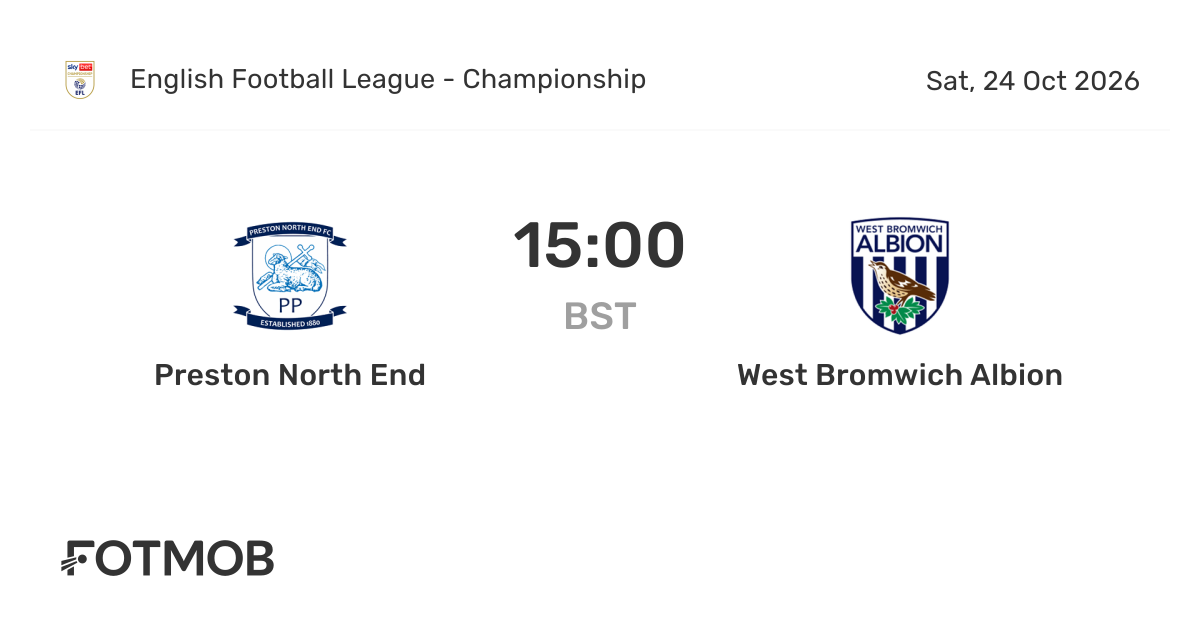 Preston vs West Brom - live score, predicted lineups and H2H stats