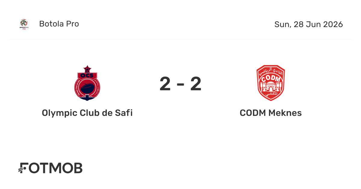 Olympic Club de Safi vs CODM Meknes - live score, predicted lineups and ...