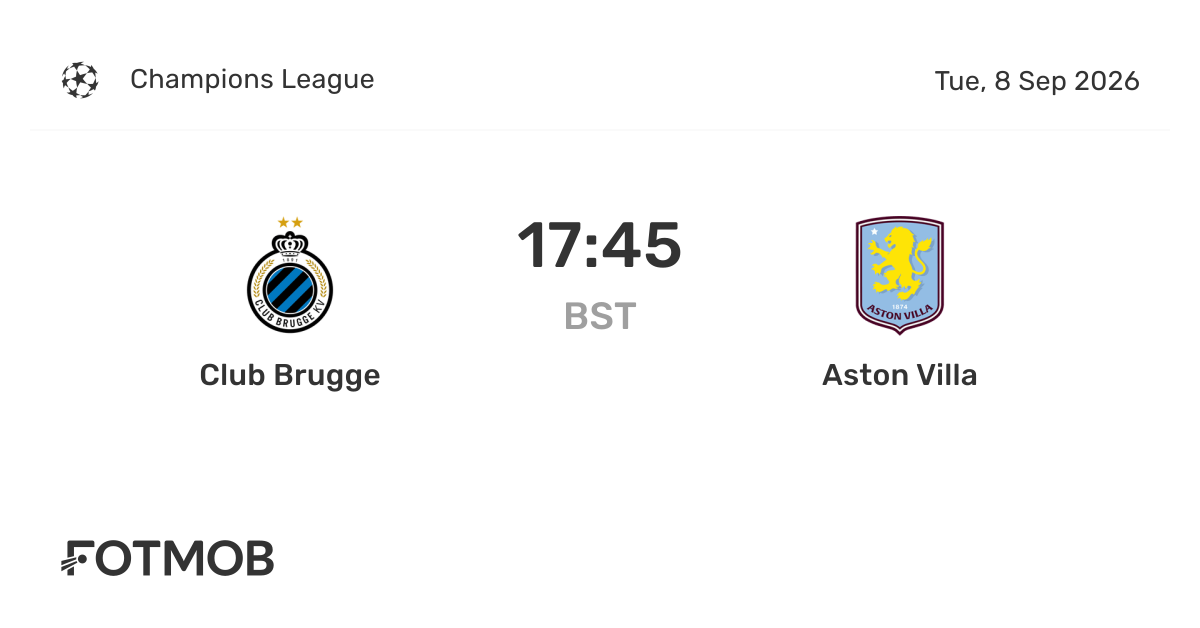 Club Brugge vs Aston Villa: Predicted Lineups and Team News