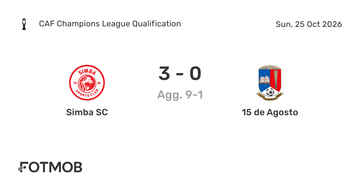 Simba SC vs 15 de Agosto - live score, predicted lineups and H2H stats