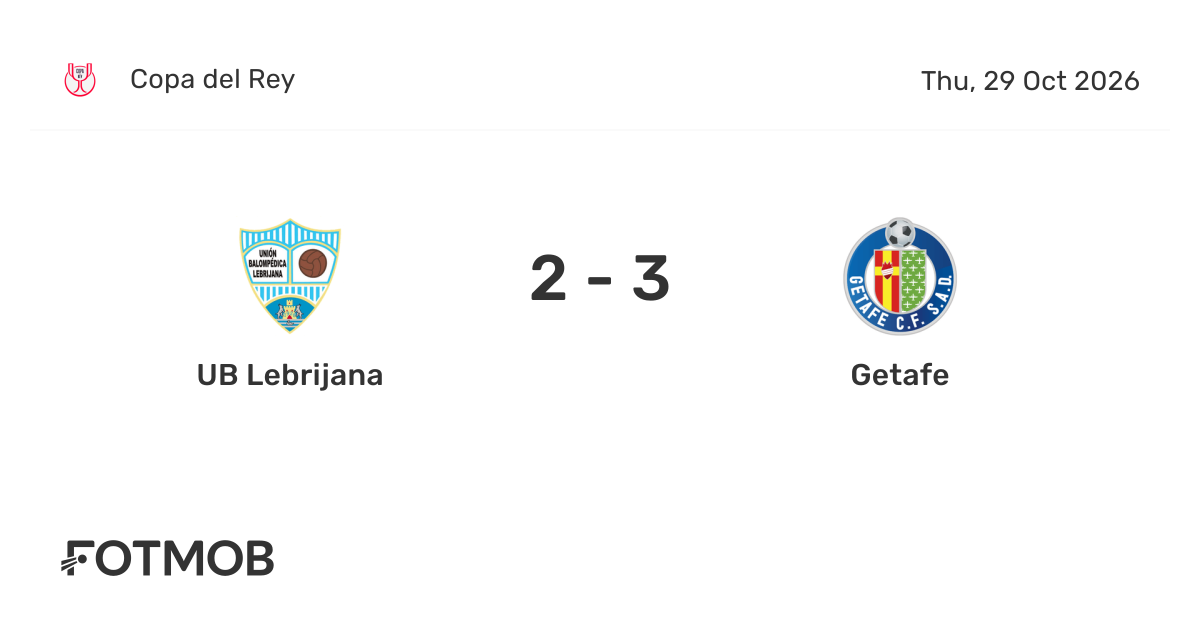 UB Lebrijana vs Getafe - live score, predicted lineups and H2H stats